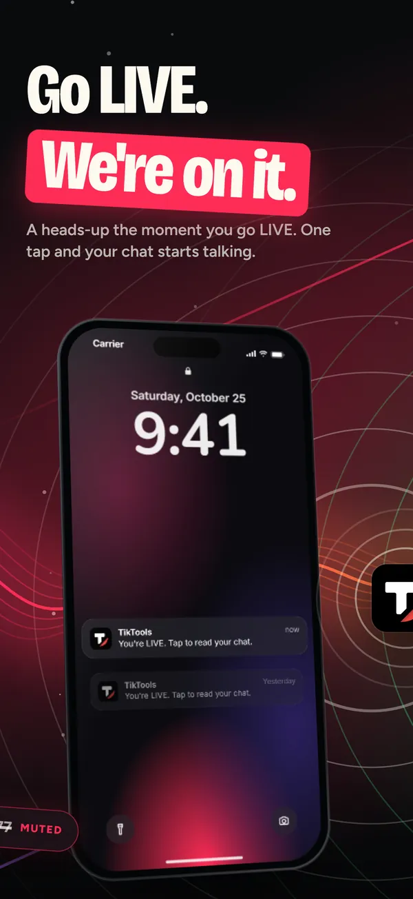 Notifikasi mulai siaran di layar kunci iPhone